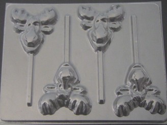 608 Moose Face Chocolate or Hard Candy Lollipop Mold
